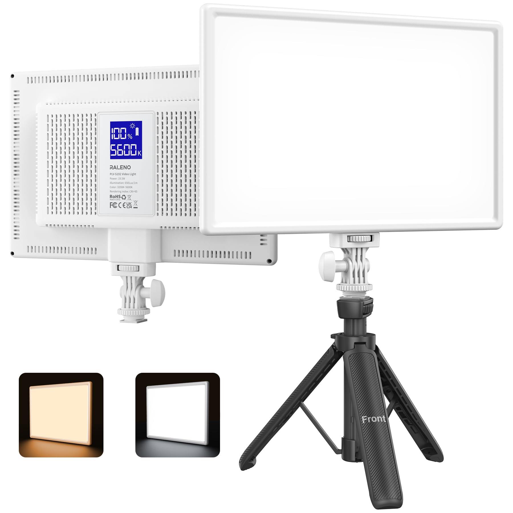 Photo 1 of RALENO Led Video Light, Built-in 8000mAh Battery 2500-6500K CRI95+ 0-100% Brightness Adjustment on Camera Light, for Vlog Lighting Video Conference YouTube Studio Photography