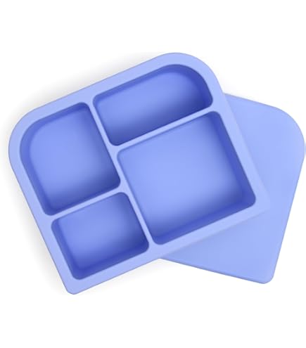 PrimaStella Scatola Pranzo In Silicone Per Bambini - Bento Divisorio Infrangibile (Plum)