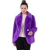 LUSI MADAM Women's Faux Fur Coat Fall Winter Wedding Lapel Faux Mink Fur Fluffy Cardigan Jacket Formal Coats with Pockets
