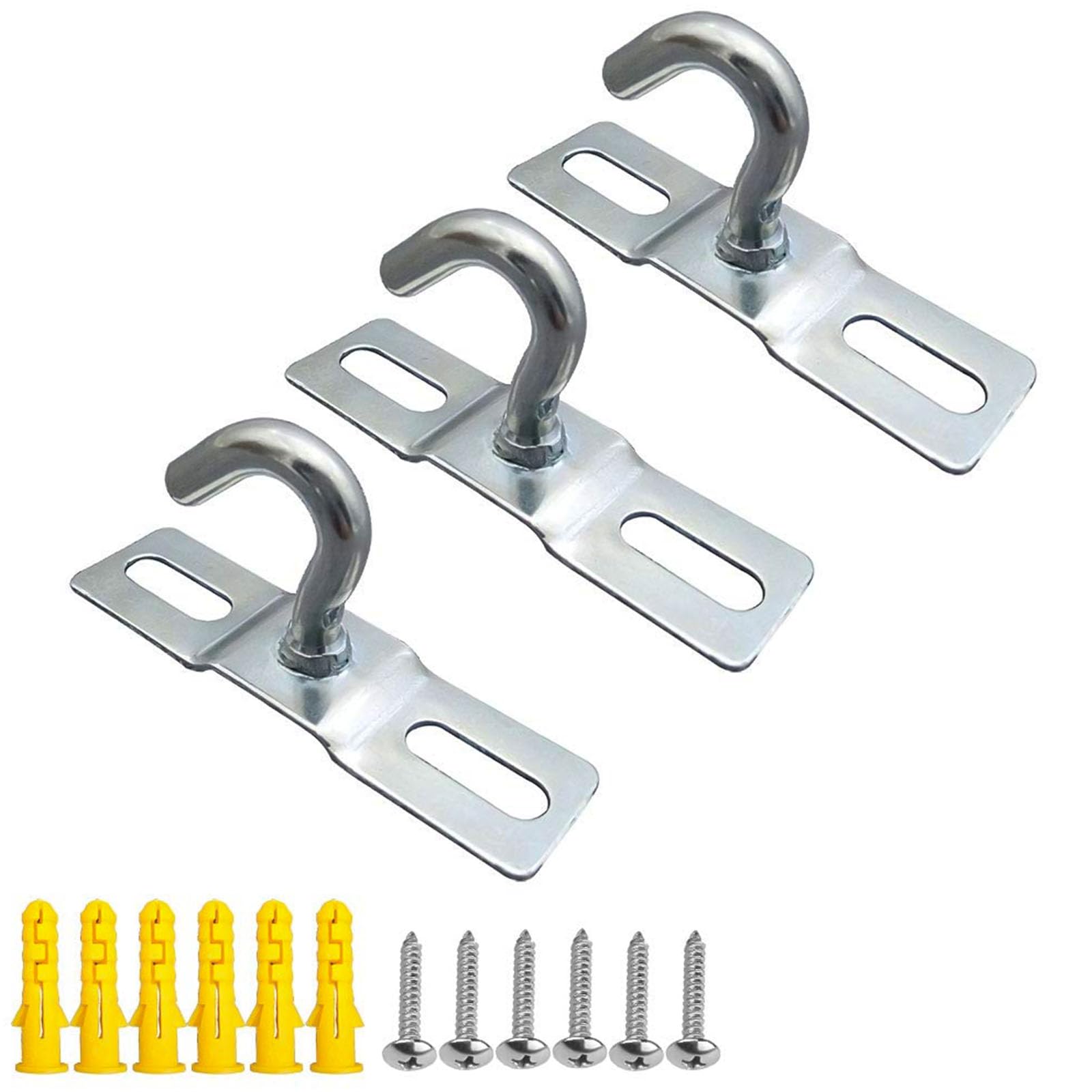 MZMing 3 Pack Ceiling Hook 68mm Ceiling Light Base Plate Chandelier Hook Screws Mount Heavy Duty Iron Galvanized Pendant Fitting for European Lamps Ceiling Fans Flower Basket Decoration Holder