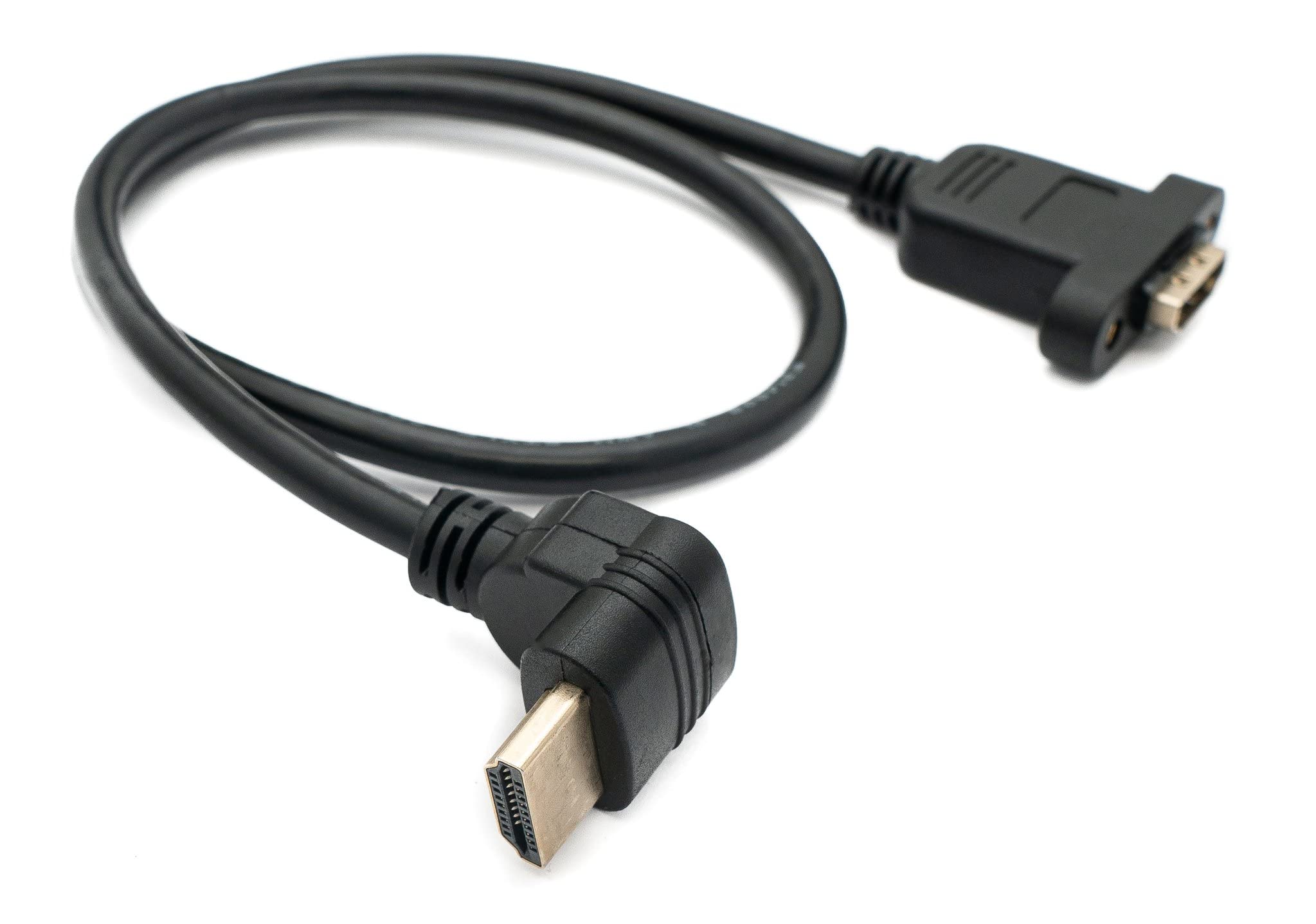 System-S HDMI 1.4 Cable 50 cm Type A Male to Male Adapter Screw Angle in Black