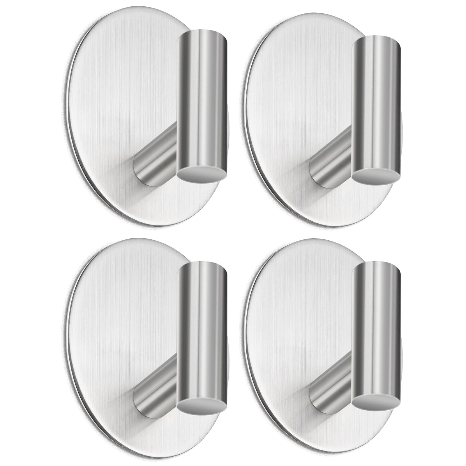 Aikzik Self Adhesive Hooks-4 Stainless Steel Stick on Hooks, Sticky Hooks for Hanging Items, Door Hooks, Coat Hooks Max 10 kg.