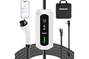GODIAG Portable EV Charger Level 1+2, 110V-240V 16A/13A/10A/8A Smart WiFi Enabled Electric Vehicle Car Charging Stations, Indoor/Outdoor EVSE SAE J1772 EV Car Charger with 25 ft Cable