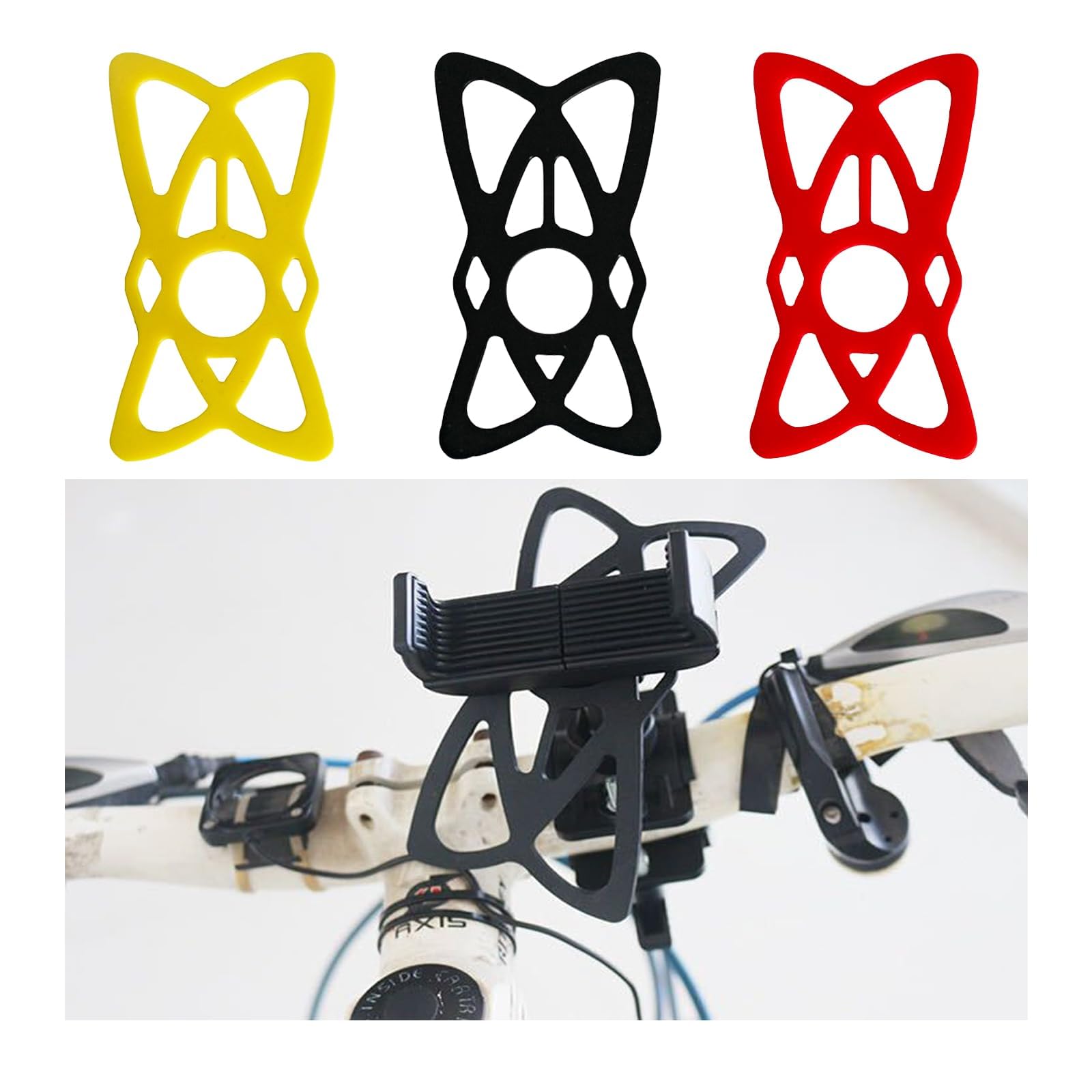 3 PCS Phone Mount Security Silicone Strap for Bike and Motorcycle, Universal Elastic Band Accessories Replacement Parts for Most Cell-Phone (Style 2)
