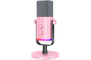Fifine Gaming XLR/USB Microphone, Dynamic PC Microphone for Streaming, Podcast, Recording, Vocal, Desktop RGB Mic with Tap-to