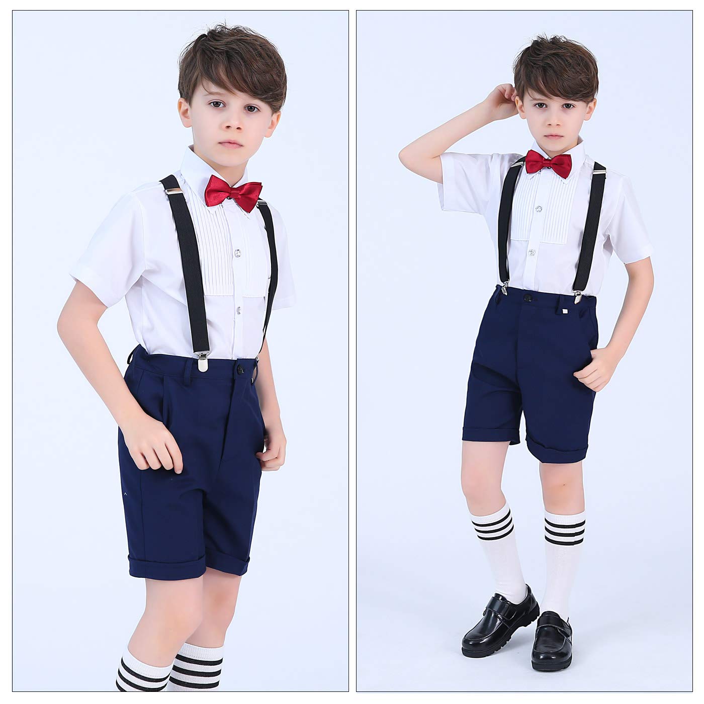 Happy Cherry Garcon Costume De Fete Pour Ceremonie Mariage 4 Pcs Enfant Ensembles De Tenue De Soiree Chemise Pantalons Bretelles Cravate 3 4 Ans Costumes Vetements Atahari Com