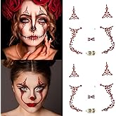 2 Packs Face Gems Stick Jewels Tattoos for Women Halloween Cosplay Makeup, Day of the Dead Sugar Skull Crystal Rhinestones Temporary Sticker Decorations for Halloween Festival Concert Dress-up