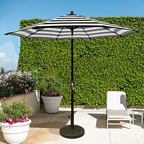 Blissun 9 Outdoor Aluminum Patio Umbrella Striped Patio Black And White Ebay
