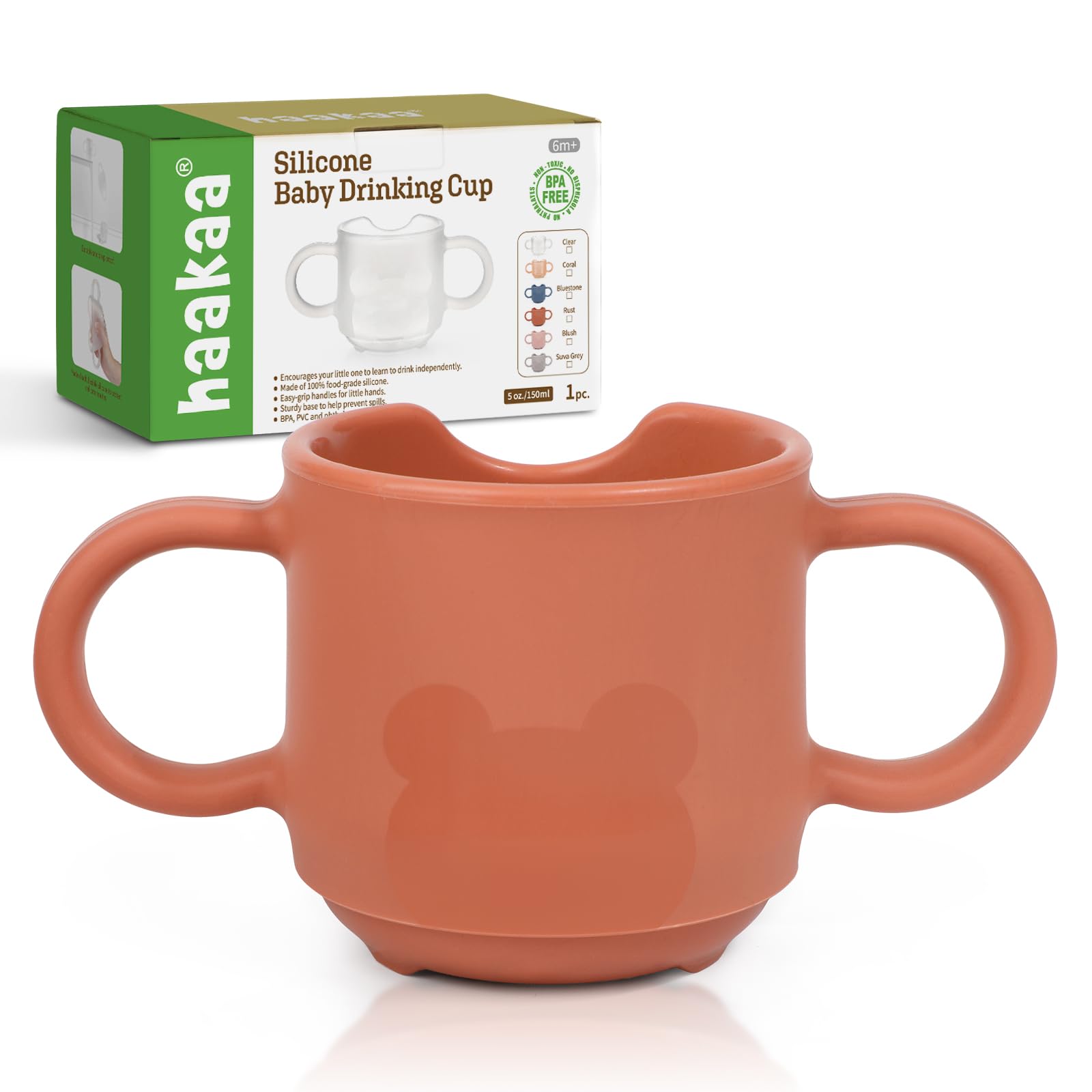 Photo 1 of haakaa Silicone Baby Training Cup, Toddler Learning Open Cup for Baby 6 Months+, Drop-Proof BPA Free, 5 Ounce (Red)
