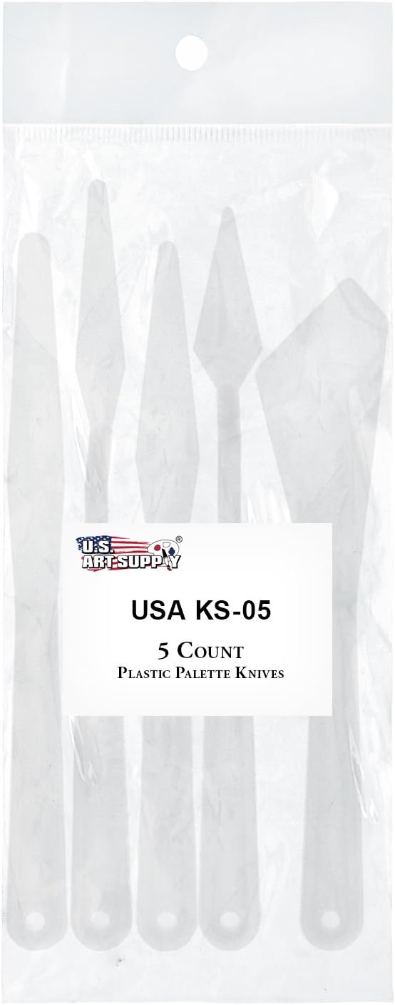 US Art Supply 5-Piece Plastic Artist Palette Knife Set