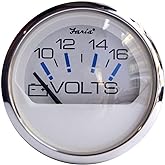 FARIA BEEDE 13805 Chesapeake Stainless Steel Voltmeter (10-16 VDC) - 2, White, Black