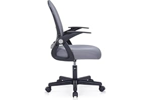 GERTTRONY Small Office Chair with Flip up Armrests Mid Back Task Chair with Lumbar Support Mesh Computer Chair for Conference