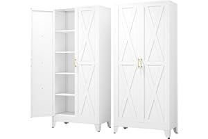 Ckzbx 71" H Metal Kitchen Pantry Storage Cabinet with Doors and Adjustable Shelves for Kitchen, Living Room, Dinning Room (White)