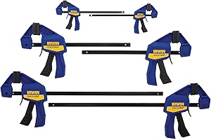 IRWIN QUICK-GRIP Clamps for Woodworking, One-Handed Bar Clamps, 6-Pack (1964749)