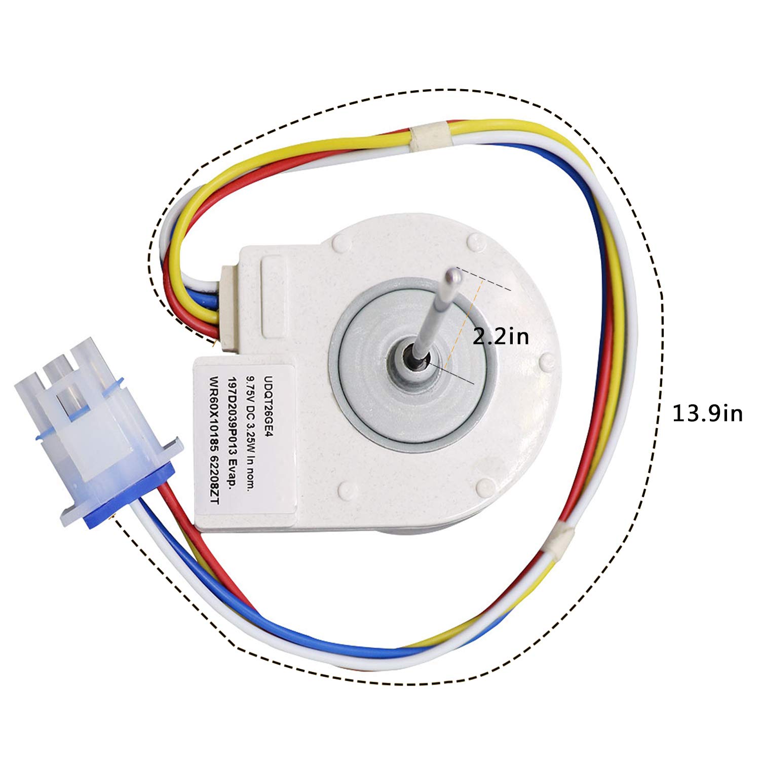 WR60X10185 Evaporator Fan Motor for General Electric Refrigerator by AMI PARTS,Replaces Part Numbers WR23X10353 WR23X10355 WR23X10364 PS1019114 AP3875639 WR60X10043 WR60X10154