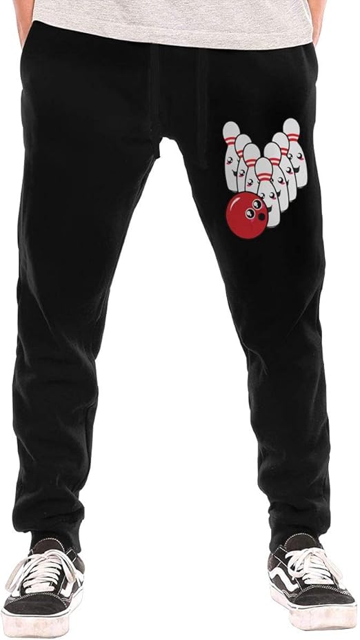 Mens Casual Sweatpants Cute Bowling Ball Jogger Pant Elastic Waist
