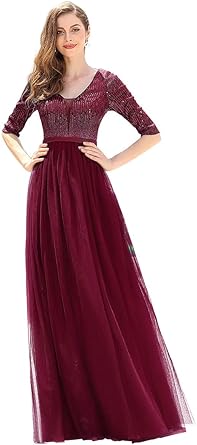 half sleeve evening dresses