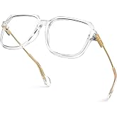 VISOONE Oversized Blue Light Blocking Glasses with Metal Temple Ryan | UV400 Lightweight Chic Fashion Square TR90 Frame non prescription for Women Men