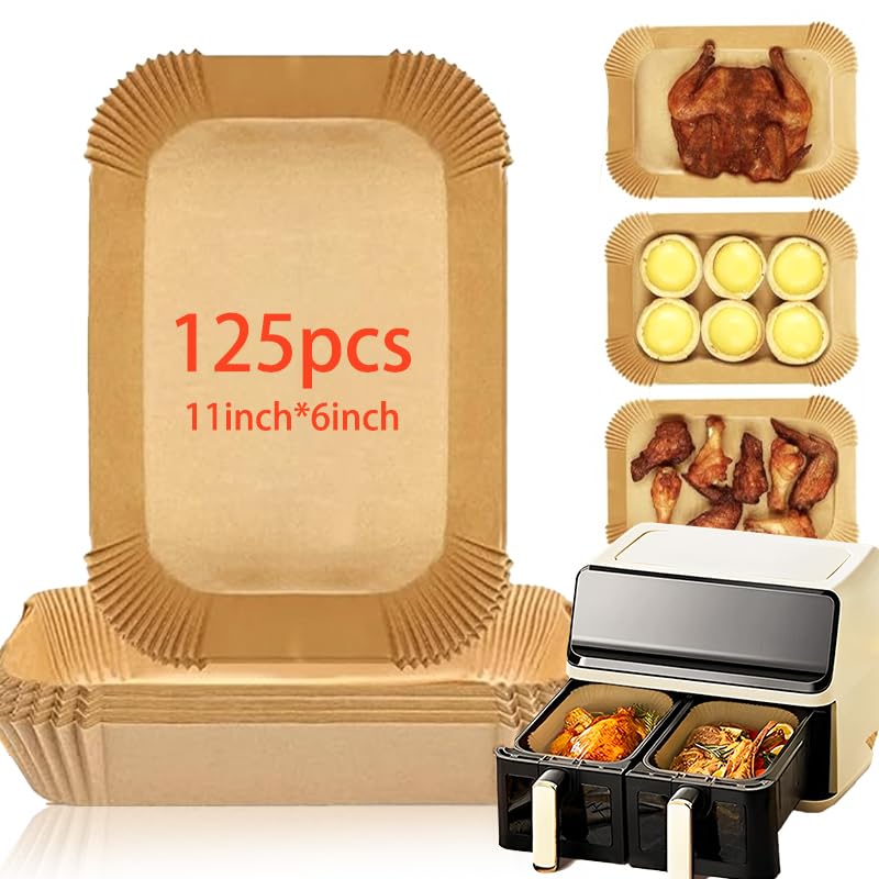 Photo 1 of 125 Air Fryer Liners for Ninja XL Accessories, Non-Stick Parchment Rectangular, Air fryer liners disposable for Microwave Oven Baking, Waterproof and Oil-Resistant (11 x 6 inch)