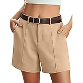 Feiersi Womens Casual High Waisted Elastic Waist Wide Leg Tailored Shorts Pleated Trendy Dressy Work Trouser Shorts