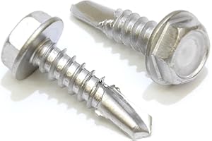 Bolt Dropper No. 6 x 1/2" Stainless Hex Washer Head Self Drilling Screws - 100 pc - 410 Stainless Steel Self Tapping TEK Screws, No. 2 Point, Plain Finish by Bolt Dropper