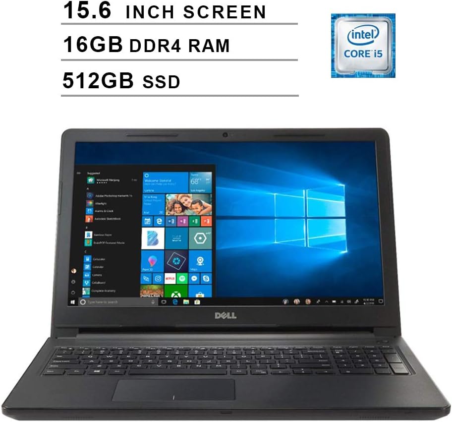 2020 Premium Flagship Dell Inspiron 15 3000 15.6 Inch HD Laptop (Intel Core i5-7200U up to 3.1GHz, 8GB DDR4 RAM, 512GB SSD, WiFi, Bluetooth, Windows 10)