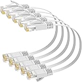 Elecan Cat 6 Flat Ethernet Cable 2 Ft/5 Pack, High Speed Slim Short Patch Cables Internet Cables, 30 AWG Pure Copper 10Gbps 5