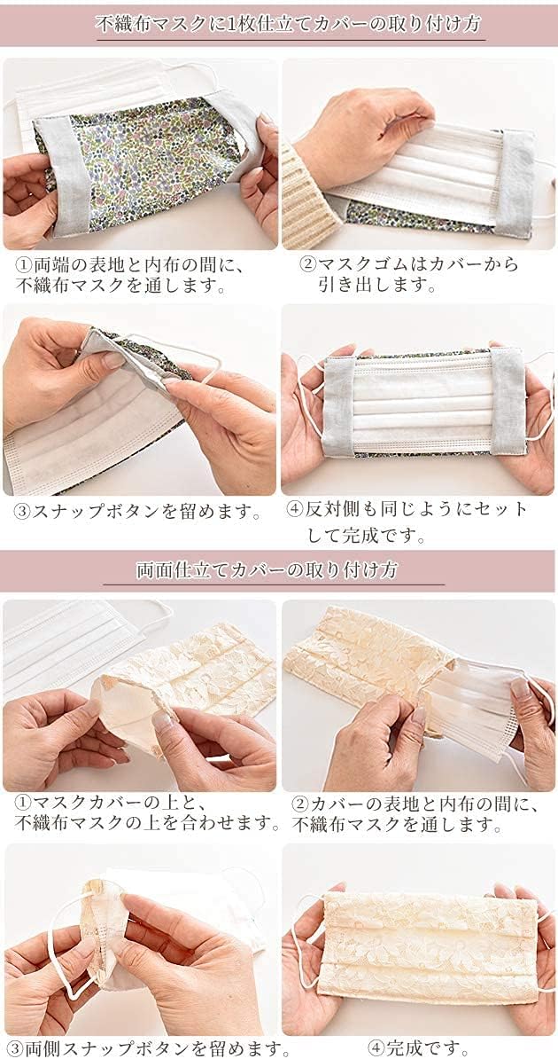 Amazon 手作り工房 My Mama 不織布用マスクカバーキット 8種類のカットクロス入 型紙 レシピ 付き 手芸キット 布 生地 通販
