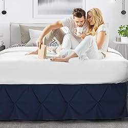 Nestl Navy Blue Bed Skirt Cal King Size, Pinch