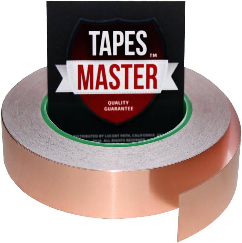 Tapes Master 1" x 36yds - 1 Mil Copper Foil Tapes - Copper Conductive Adhesive Tapes for Guitar Cavity, EMI Shielding, Grounding, Gardening, Soldering Jewelry, Art Crafts