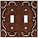 Brainerd 64262 Traditional French Lace Double Toggle Switch Wall Plate / Switch Plate / Cover, Sponged Copper