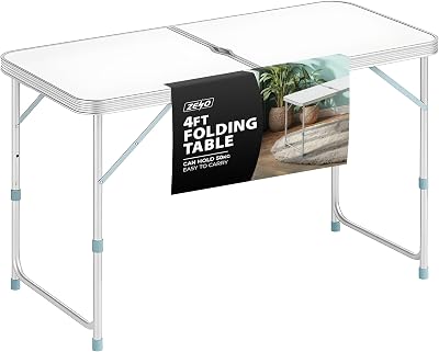ZENO Folding Table 4FT 1.2M Aluminium Portable with Parasol Hole