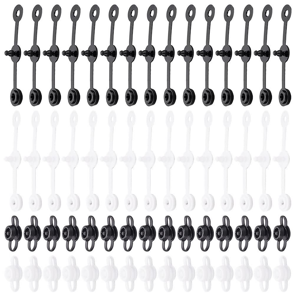 NBEADS 200 Pcs Plastic Snap Button, Keychain Connector Tab Snap Clip Button Fastener Wristbands for Wristbands Raincoats Stationery Clothing, Black/White