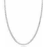 Aka Gioielli - Italian 925 Sterling Silver 3.5mm Curb Cuban Link Chain - Solid Sterling Silver Necklace for Men and Women - Made in Italy