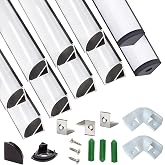 THMOOTHER UV Resistance 6.56FT V Shape LED Strip Black Channel Diffuser,10-Pack Aluminum Profiles with Frosted Cover and Corner Connector, Tape Track for Cabinet Stairs Wall Outdoor (6.56FT, 10)