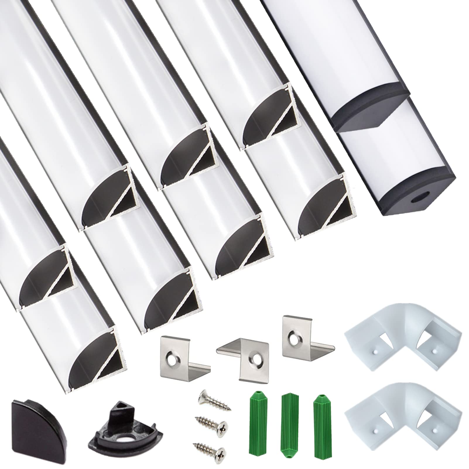 Photo 1 of THMOOTHER UV Resistance 6.56FT V Shape LED Strip Black Channel Diffuser,10-Pack Aluminum Profiles with Frosted Cover and Corner Connector, Tape Track for Cabinet Stairs Wall Outdoor (6.56FT, 10)