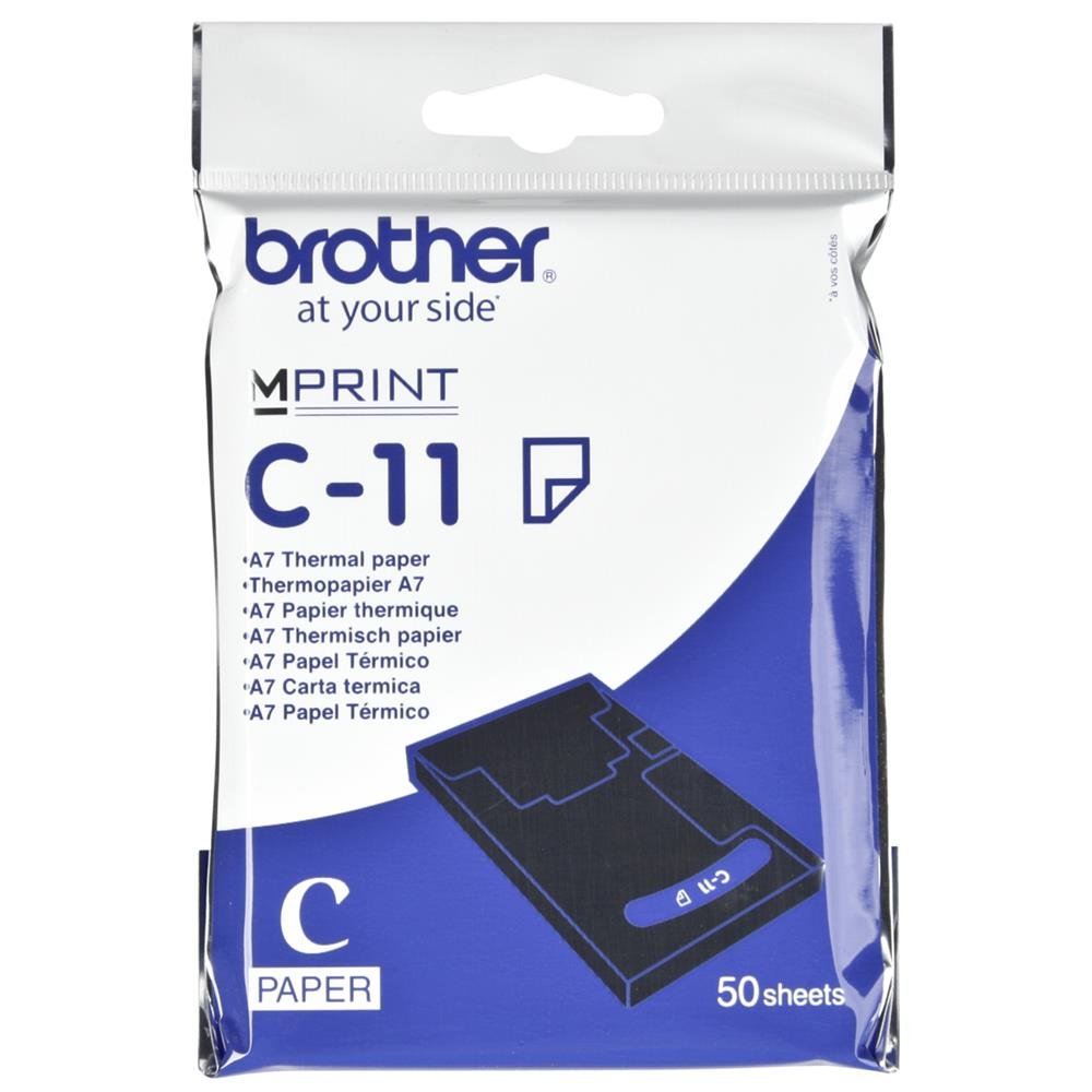 Brother C-11 Thermal Printer Paper, A7, Premium Grade, 74 (W) x 105 mm (L), 50 Sheets, Brother Genuine Supplies