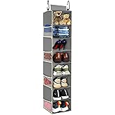 roomtalk Large-Sized Hanging Shoe Organizer 8-Shelf, Hanging Closet Organizer with 8 Side Pockets, Wider Hanging Shelves for 