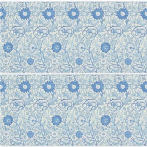 Wide light cream with blue flower Washi Masking Tape deco tape