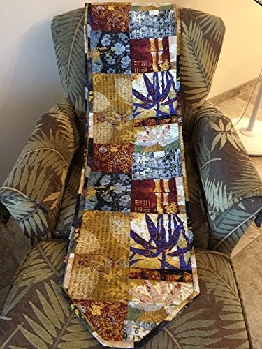 Asian Inspired Pattern, Table Runner, Reversible, Bamboo. Handmade in Hawaii, USA,