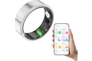 MERNEUO Smart Ring - Health and Fitness Tracker with Calories/Heart Rate/Blood Oxygen/Blood Pressure/Sleep Monitoring, IP68 Waterproof Pedometer for Exercise (Silver, #8)
