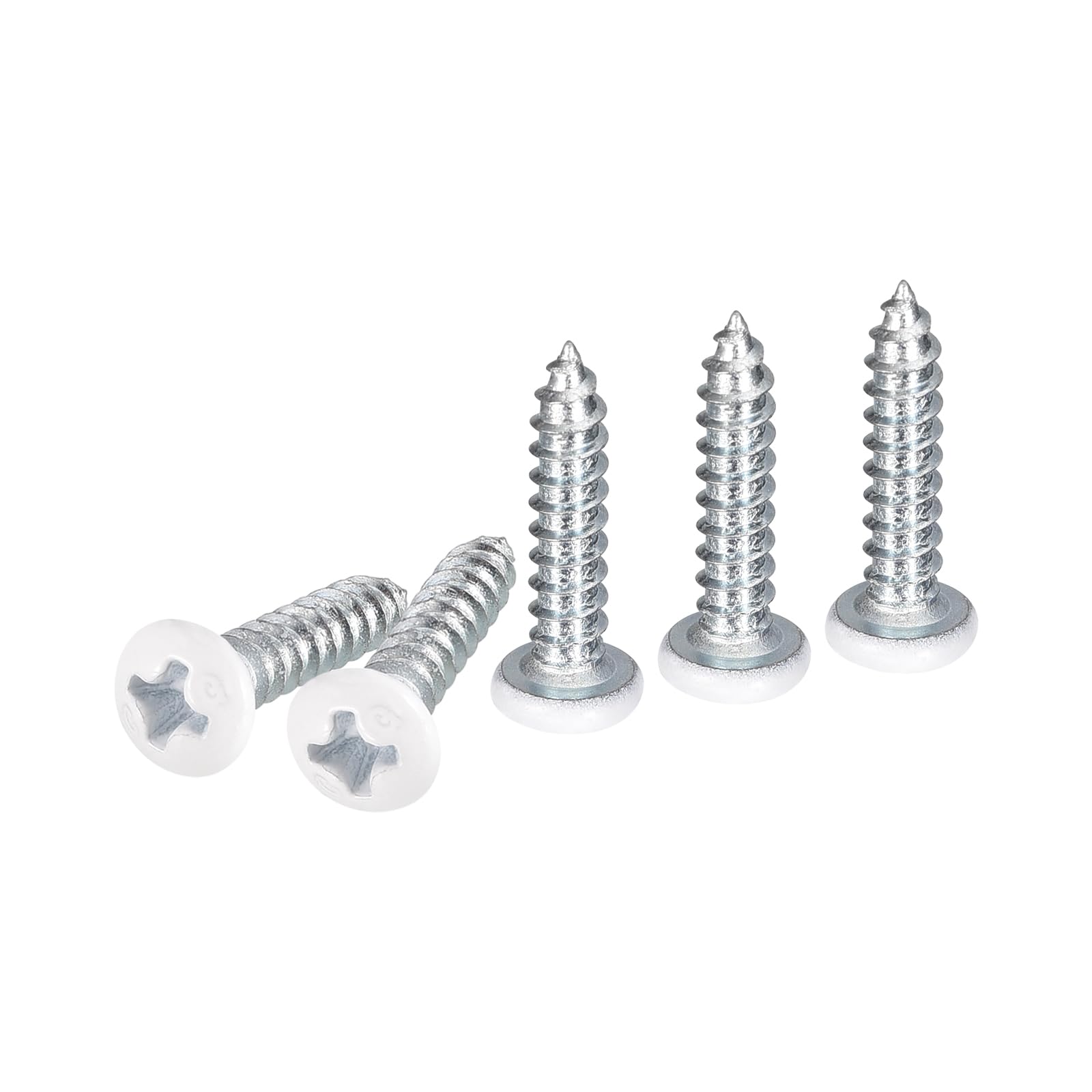 DTGN ST3.5x15mm White Screws 50Pack - Zinc Plated Carbon Steel Pan Head Phillips Sheet Metal Screw Self-tapping Screw Wood Screws — image 1