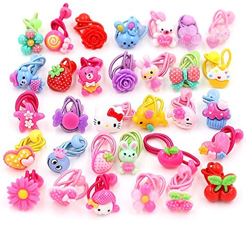 18 PCS/Set Children Girls Hair Clips Cartoon Baby Bow Rubber Bands Hair Accessories Red