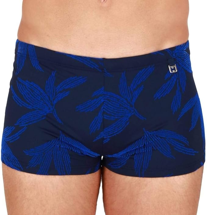 Hom Men Swim Shorts 'Tropique' Elegant Swimwear in Dark Blue