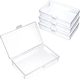 4Pack Small Plastic Containers with Hinged Lids, Beads Storage Clear Rectangle Box, Empty Mini Storage Containers Box, Small Container Clear for Tiny Items, Game Pieces, Crafts Items (5.3×3.2×1.2inch)
