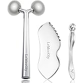 LeMeeOly 2Pcs Gua Sha Facial Tools Stainless Steel, Detailer GuaSha Set for Face Neck, Natural Skin Care Metal Gua Sha Lymphatic Drainage Face Massage Tool, Gift for Women (Detail Guasha Set)