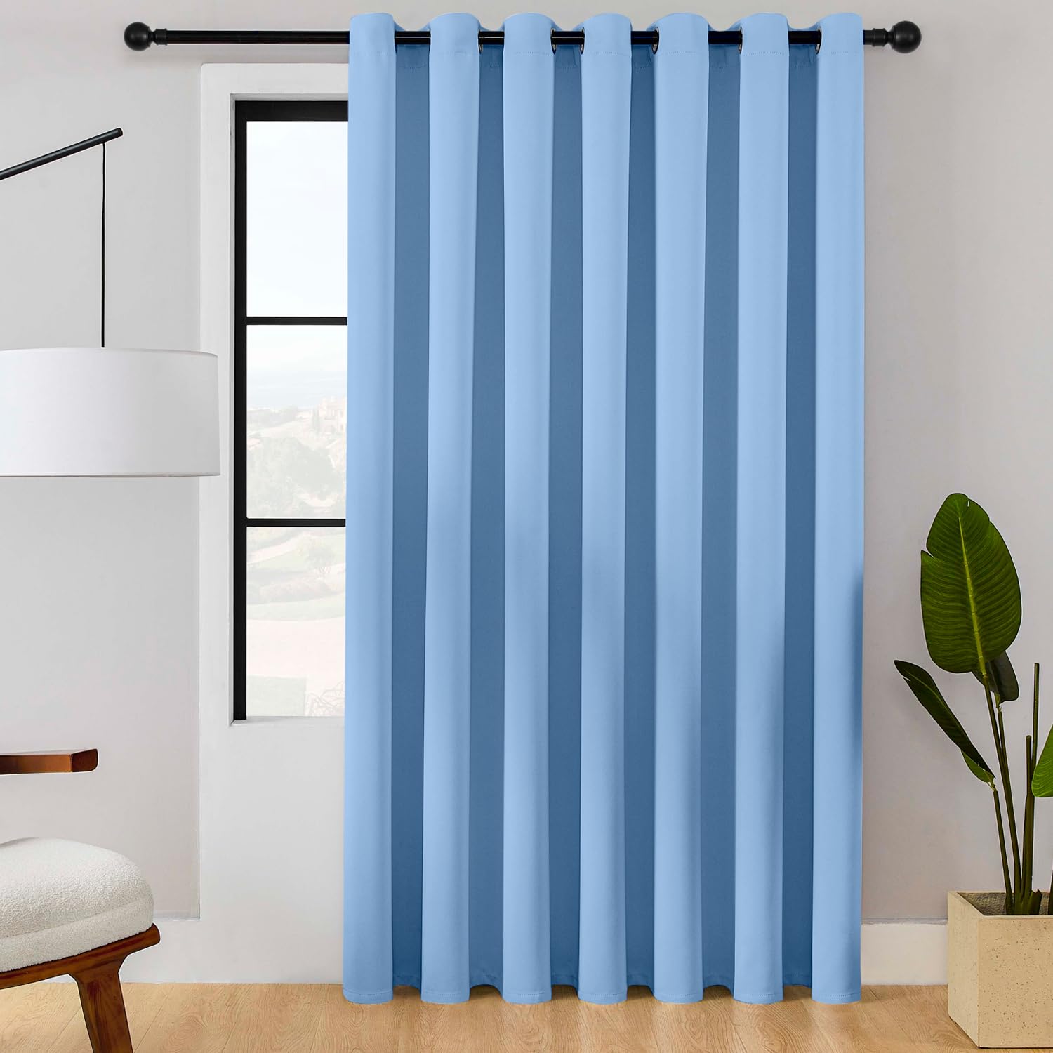 Photo 1 of ChrisDowa Room Divider Curtain 84 Inches Long, Wide Blackout Sliding Door Curtain for Bedroom, Room Darkening Privacy Window Curtain for Patio Door (1 Panel Set, Sky Blue, 100 x 84 Inch)