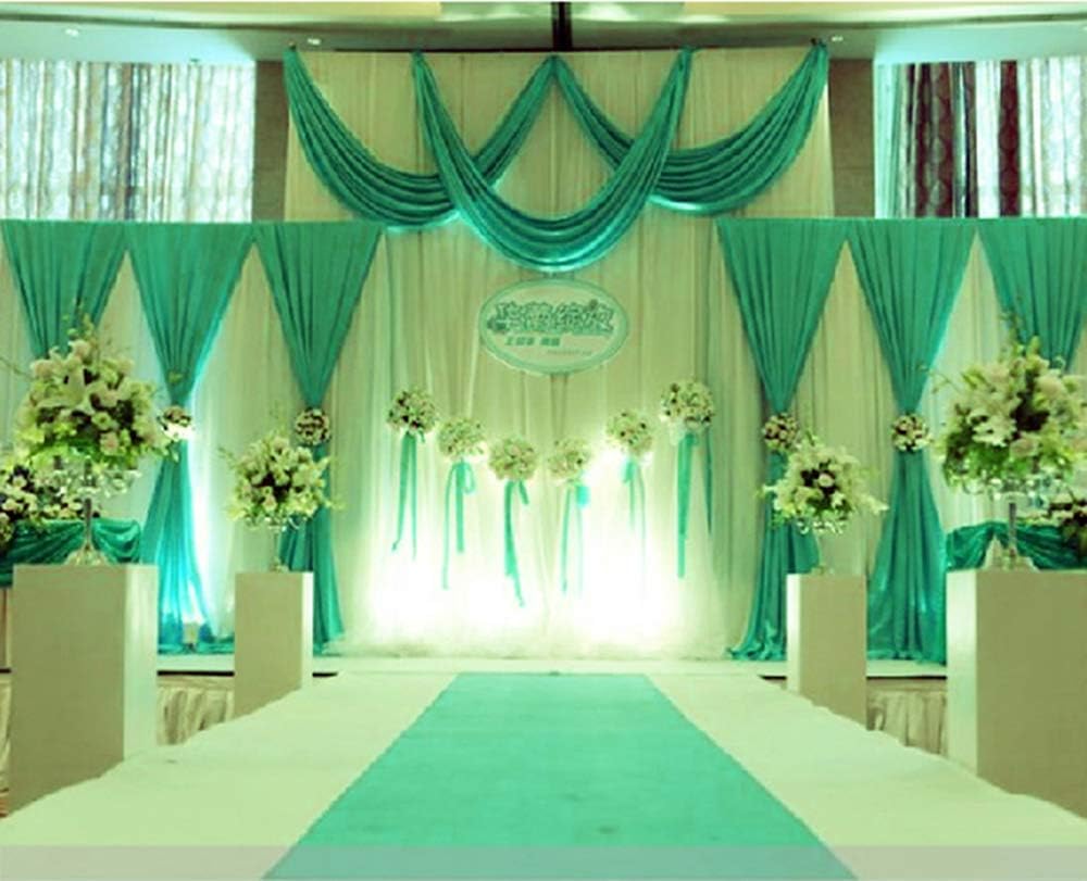 Silk Fabric Swag Curtain,Christmas,Birthday Party,Event, Wedding Stage Decorations Backdrop,Main Backdrop 20X10ft with Both Side 6.6X6.6ft (Sky Blue)