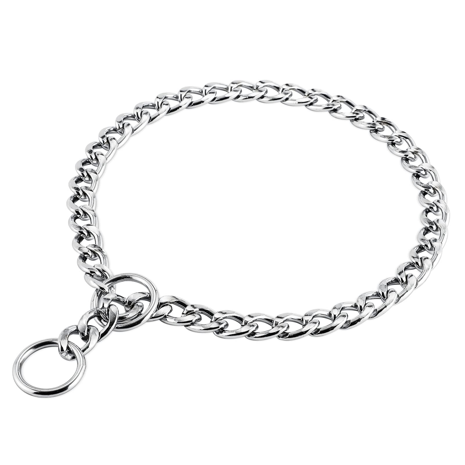 PETTOM Dog Chain Collars Strong Metal Dog Choker/ Iron with Silver Plating No Pull Pet Collar Chain for Large Dogs Training Walking - Diameter 4.0mm Length 65cm