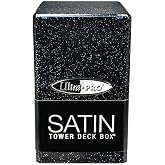 Ultra PRO Satin Tower 100+ Deck Box Glitter Black - Snap-fit Locking Mechanism - Securely Store Pokemon Cards, Magic the Gathering, Baseball Cards - Durable Case for Trading Cards, MTG, One Piece Fans